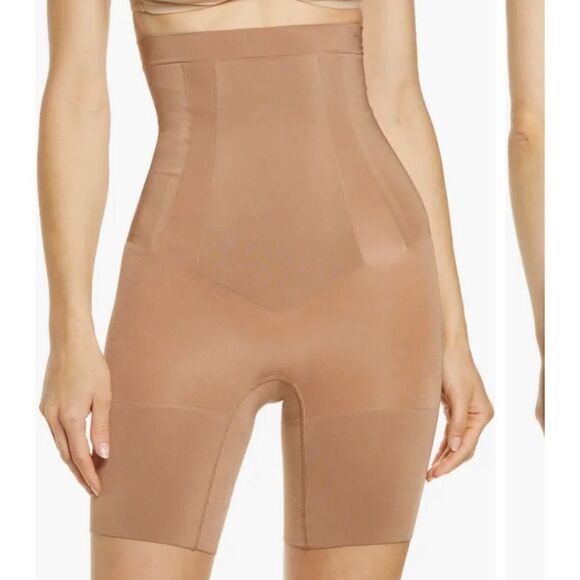 Spanx OnCore High Waist Mid-Thigh Shorts Caf Au Lait S Nwot never worn - Picture 2 of 13